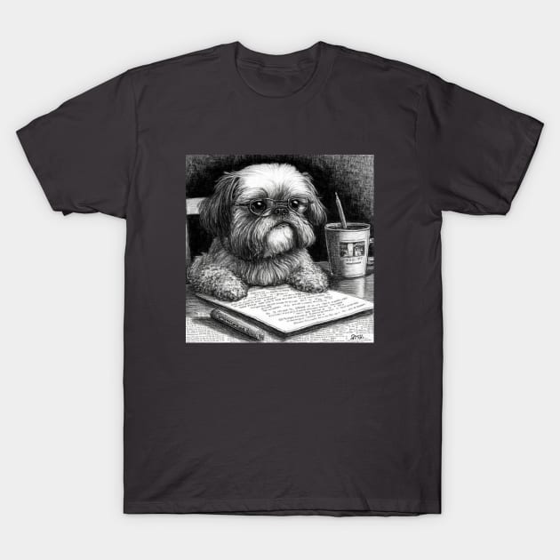 Shih Tzu Working on its Manifesto T-Shirt by Star Scrunch